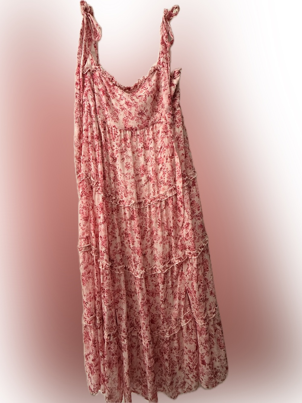 If By Sea Tie Strap Tiered Midi Dress